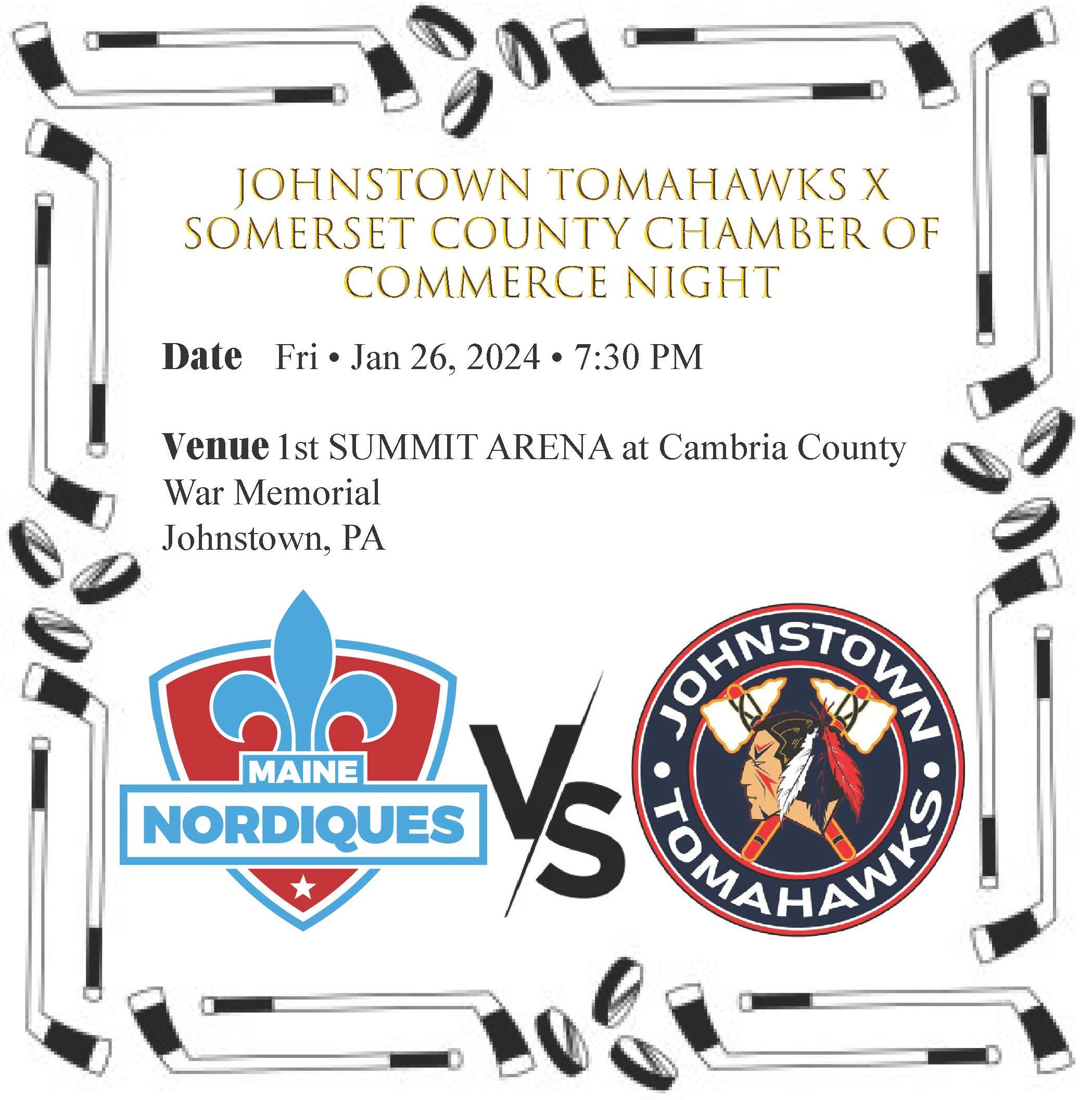 SOMERSET COUNTY NIGHT AT JOHNSTOWN TOMAHAWKS | Somerset County Pennsylvania  Chamber of Commerce